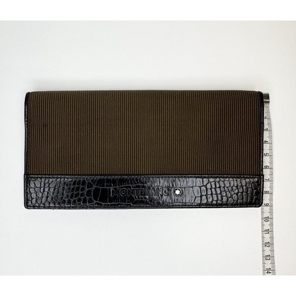 Montblanc Bifold Wallet Green Black Croc Embossed Leather & Fabric - Picture 11 of 11